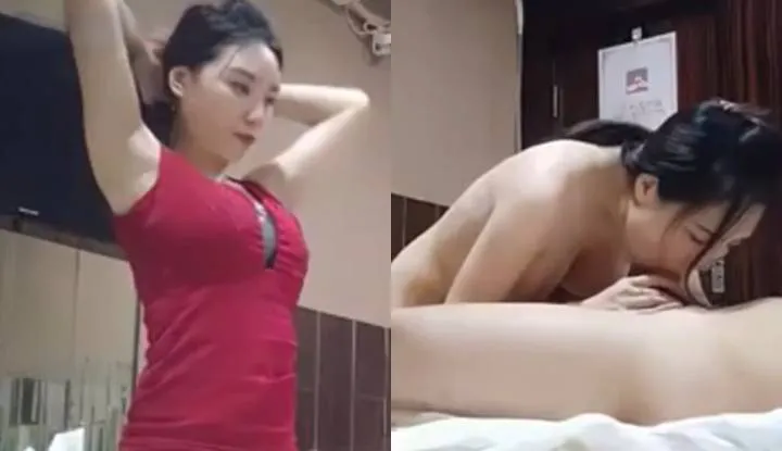 足疗店超美女技师，按摩著就主动下滑去口交