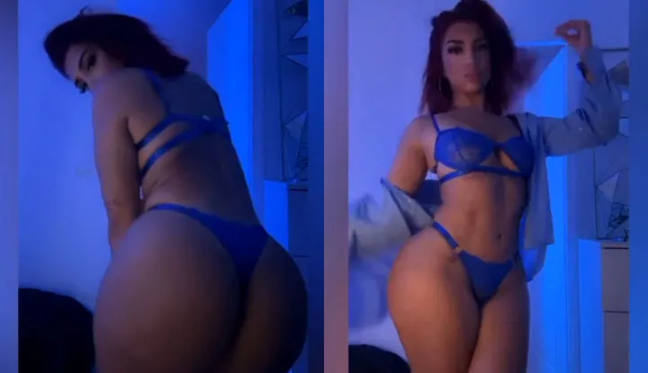 Mel popss strips dance and shakes her big butt with blue lingerie mym video leak
