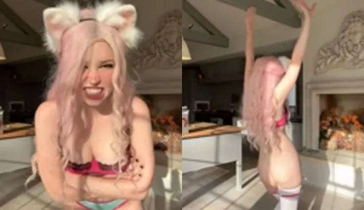Belle Delphine-Cute kitten girl dances naked Onlyfans video leaked