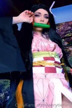 Cute Nezuko aerytiefling, forced to undress by her brother