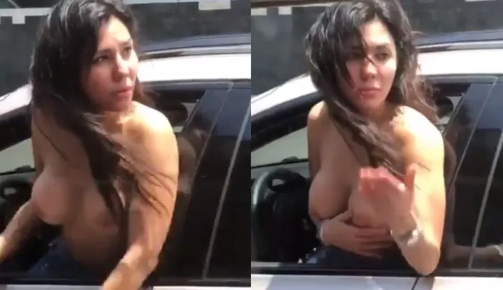 Female Driver with a Extremely Bad Temper!! The Bish Went into Full-on Cray Cray Mode Going "Topless" After Getting into a Dispute Over Car Matters, Screaming on the Top of Her Lungs: My Headlights Are Just That Fucking Big, Alright?