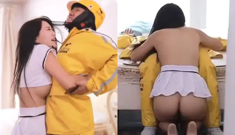 The biggest bonus for the delivery guy so far~ Got t hard by a petite girl!