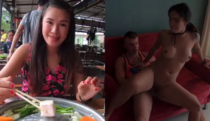 [Thailand] After having a meal with a busty Thai girl, I took her back to the room for some piston exercise to aid digestion~