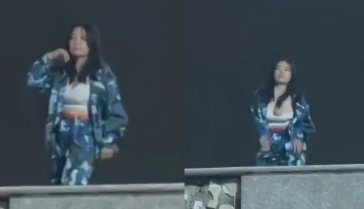 Female college student's military training class dances passionately, one jump and 'the whole pops out'