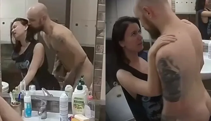 Redneck Daddy can't hold big wild cock to fuck on his girl in the bathroom!