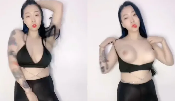 Kuai Shou busty big sister Xin Meimei, tight underwear made her breasts pop out