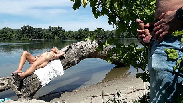 hairy mature with saggy tits surprised while sunbathing and gets fucked hard public in the ass