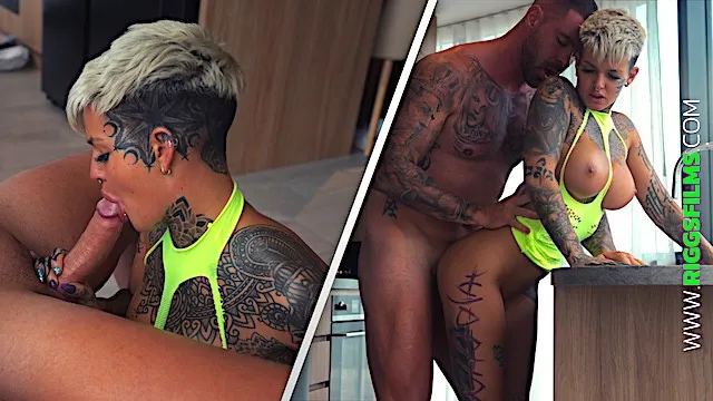 Tattooed Split Tongued Babe Fucking & Oral Creampie